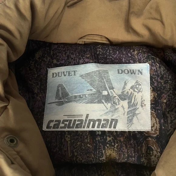 Men's Military-Style Olive Field Jacket with Tan Trim - Picture 7 of 8